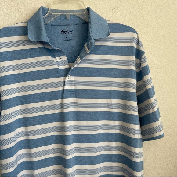 OXFORD Striped Stretch Performance Short Sleeve Polo - Picture 1 of 5
